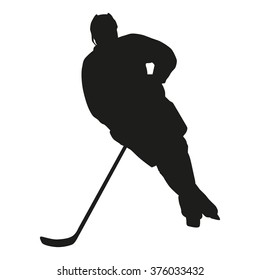 Ice hockey vector player isolated silhouette