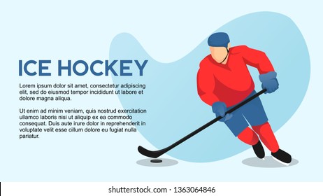 ice hockey web page banner and presentation template semi flat style illustration