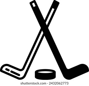 Ice Hokey glyph and line vector illustration