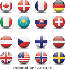 Ice Hokey World Championship Finland 2022. Flag of Countries. Vector Illustration.  All countries flags icons. Group A and Group B