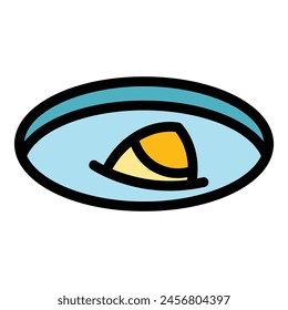 Ice hole fish icon outline vector. Winter lake. Frozen person color flat