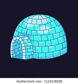 Ice house igloo colorful doodle line vector illustration