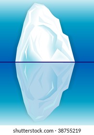 Ice iceberg and its reflection in the sea in a vector