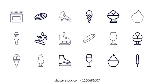 Ice icon. collection of 18 ice outline icons such as cocktail, hockey puck, milkshake, snowboard. editable ice icons for web and mobile.