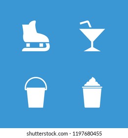 Ice icon. collection of 4 ice filled icons such as bucket. editable ice icons for web and mobile.