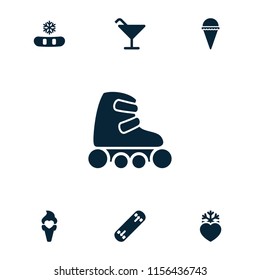 Ice icon. collection of 7 ice filled icons such as cocktail, snowflake, heart frozen, skate rollers. editable ice icons for web and mobile.