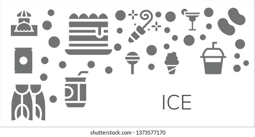 ice icon set. 11 filled ice icons.  Simple modern icons about  - Bar, Tiramisu, Soda, Lollipop, Flippers, Ice cream, Blower, Cocktail, Candy