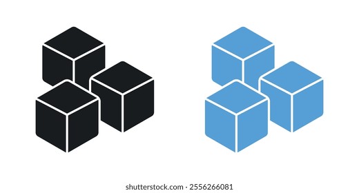 Ice icon set in black and colored versions.