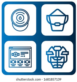 ice icon set. Collection of Sour cream, Bucket, Candy, Hockey helmet icons