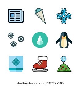 ice icon set. vector set about freezer, text lines, cone and snowflake icons set.