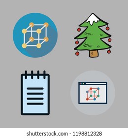 ice icon set. vector set about text lines, cube and christmas tree icons set.