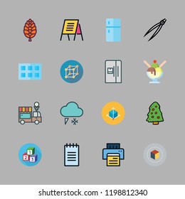 ice icon set. vector set about cube, christmas tree, ice cube tray and text lines icons set.