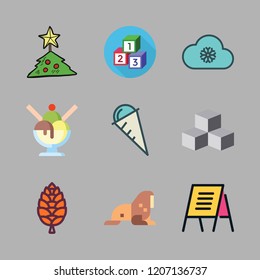 ice icon set. vector set about ice cream, christmas tree, cubes and cone icons set.