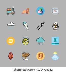 ice icon set. vector set about walrus, freezer, snowing and penguin icons set.