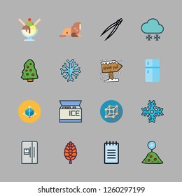 ice icon set. vector set about cube, christmas tree, fridge and cone icons set.