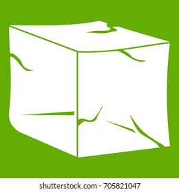 Ice icon white isolated on green background. Vector illustration