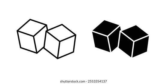 Ice icons in black filled and outlined style