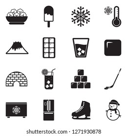 Ice Icons. Black Flat Design. Vector Illustration. 