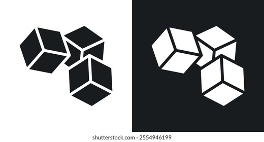 Ice icons in solid black and white colors
