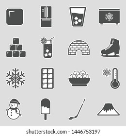 Ice Icons. Sticker Design. Vector Illustration.