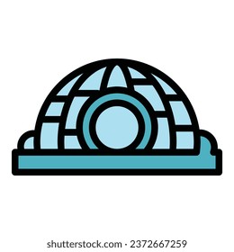 Ice igloo icon outline vector. Winter glacier. Usa snow color flat