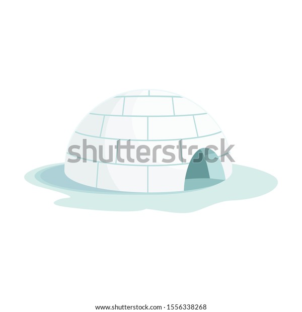 Ice igloo vector icon.Cartoon vector icon\
isolated on white background ice\
igloo.