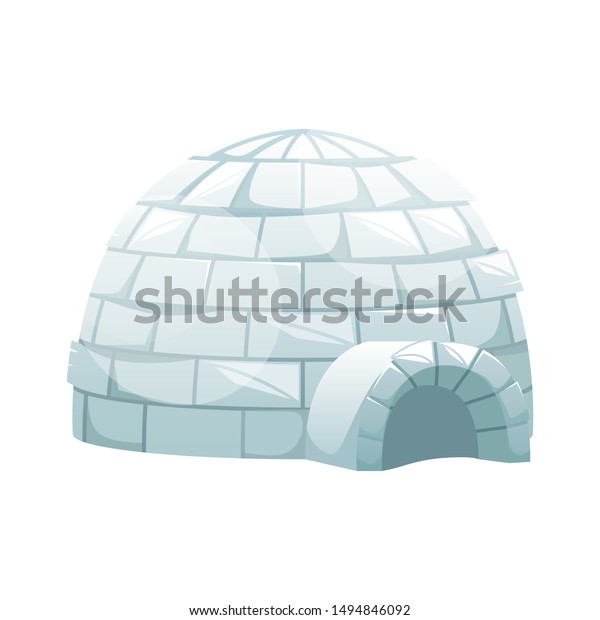 Ice igloo. Winter Northern landscape. The life of\
the Inuit.