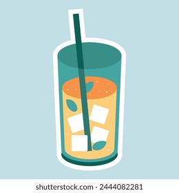 Icono de jugo de hielo pegatina de objeto Vector bebida de verano