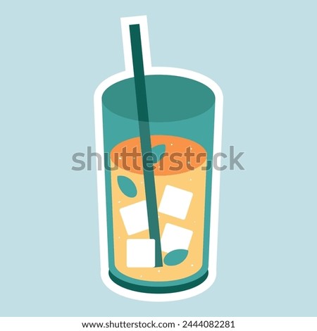 ice juice icon object sticker vector summer drink