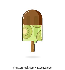 Ice Kiwi Popsicle  - Isolated Vector Illustration