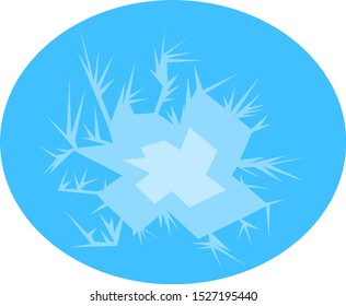 ice lake with cracks patterns concept of winter and cold object on a white background