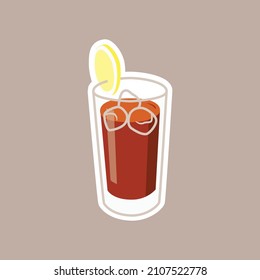 Ice lemon tea icon cartoon style vector cute sticker.