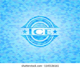 Ice light blue emblem with mosaic background