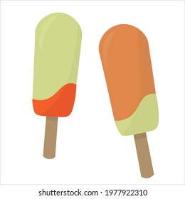 Ice lollies collection - frozen popsicles - isolated vector illustration on white background.