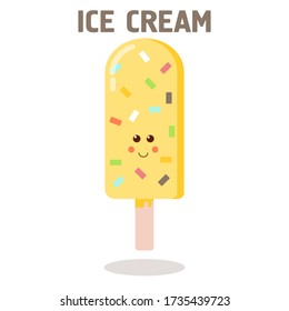 Ice lolly. Color  ice-cream of different taste with  toppings. Summer dessert. Vector illustration