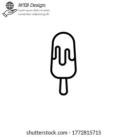 Ice lolly, ice cream icon thin line, linear, outline. Simple sign, logo