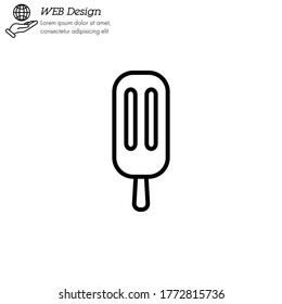 Ice lolly, ice cream icon thin line, linear, outline. Simple sign, logo