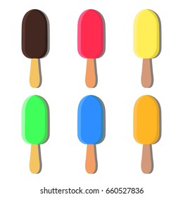 Ice lolly. Ice cream set. Vector illustration. 
