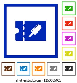 Ice lolly discount coupon flat color icons in square frames on white background