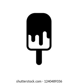 Ice lolly, eskimo on stick with chocolate, ice-cream. Simple icon. Black icon on white background