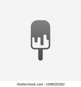 Ice lolly, eskimo on stick with chocolate, ice-cream. Simple icon. On grid background