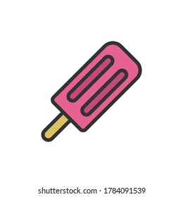 Ice lolly. Eskimo on stick outline icon. Color vector icon.