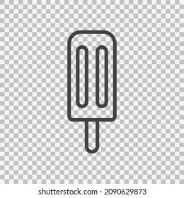 Ice lolly. Eskimo on stick outline icon. Vector isolated on transparent background.