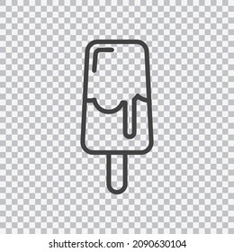 Ice lolly. Eskimo on stick outline icon. Vector isolated on transparent background.