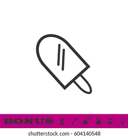 Ice lolly icon flat. Black pictogram on white background. Vector illustration symbol and bonus button