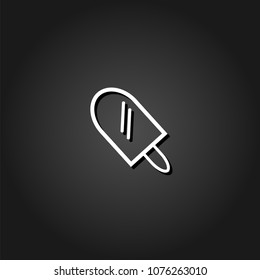 Ice lolly icon flat. Simple White pictogram on black background with shadow. Vector illustration symbol