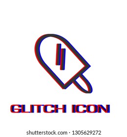 Ice lolly icon flat. Simple pictogram - Glitch effect. Vector illustration symbol