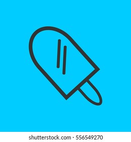 Ice lolly icon flat. Simple vector black pictogram on blue background