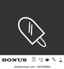 Ice lolly icon flat. White pictogram on black background. Vector illustration symbol and bonus icons