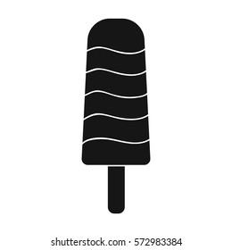 Ice lolly icon in monochrome style isolated on white background. Ice cream symbol stock vector illustration.